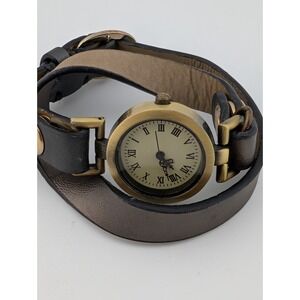 Han Han Wrap Watch Women 26mm Bronze Case Black Band- New Battery